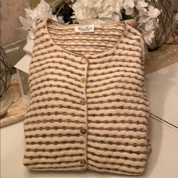 Boxy cardigan sweater cream and beige medium - Picture 8 of 10